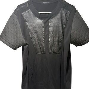 Black Short Sleeve Tee with Textured Panels